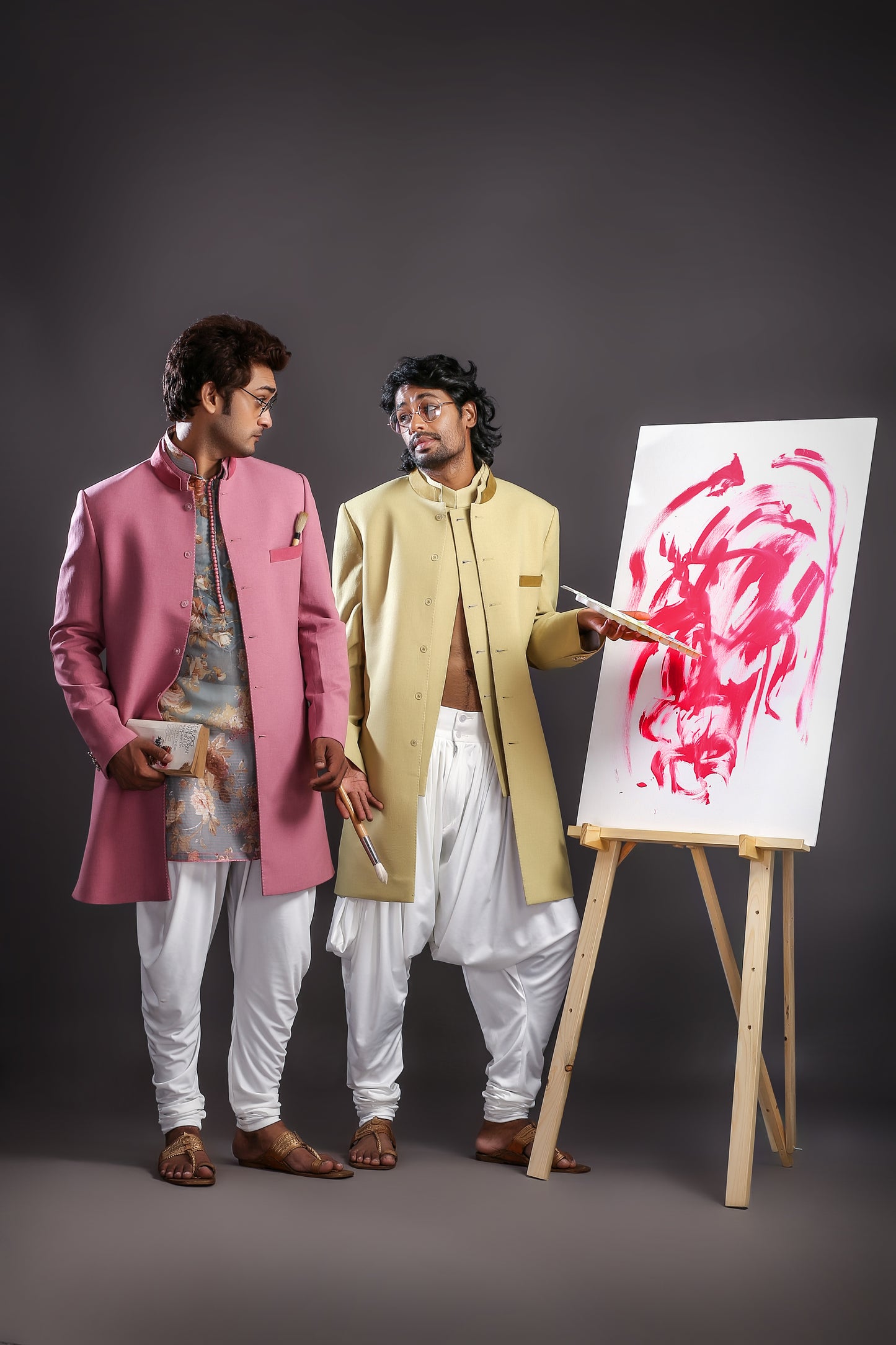 Pastel Linen Sherwani Set - Traditional Wear | Aaditya Bhargava