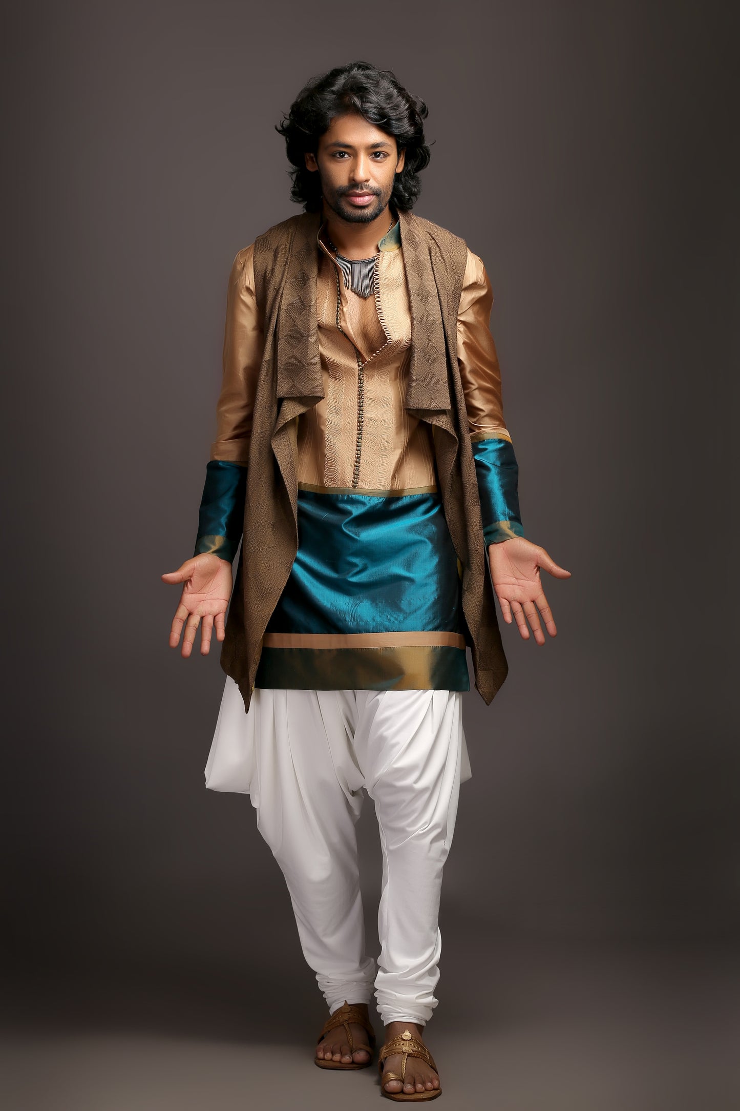 Pure Silk Color Block Kurta Set | Elegant & Stylish | Aaditya Bhargava