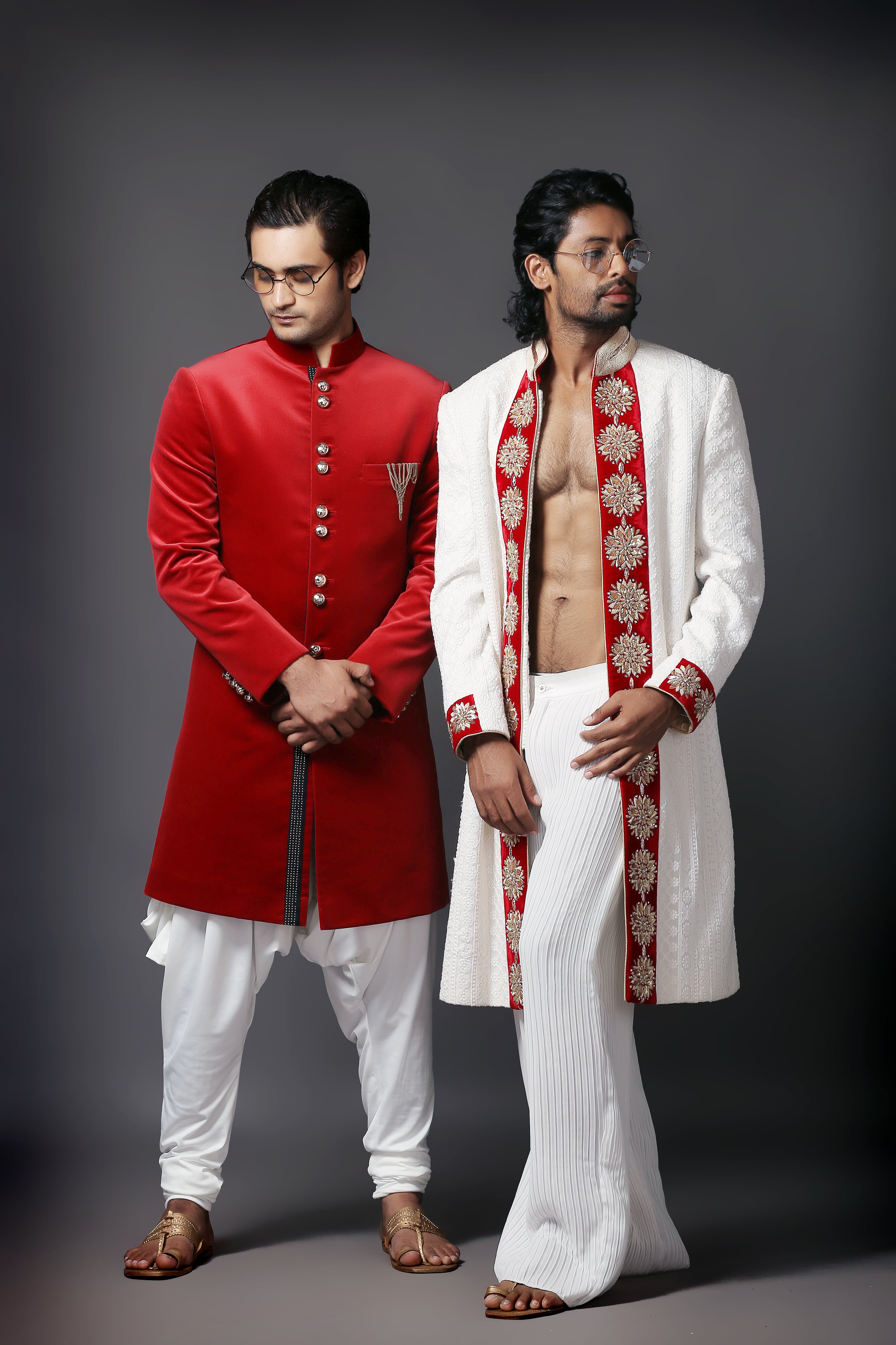 NIZAM Chikankari Sherwani Set Elegant Attire Aaditya Bhargava
