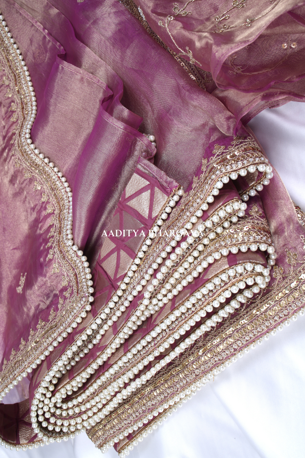 Elegant Purple Tissue Silk Saree | Aaditya Bhargava