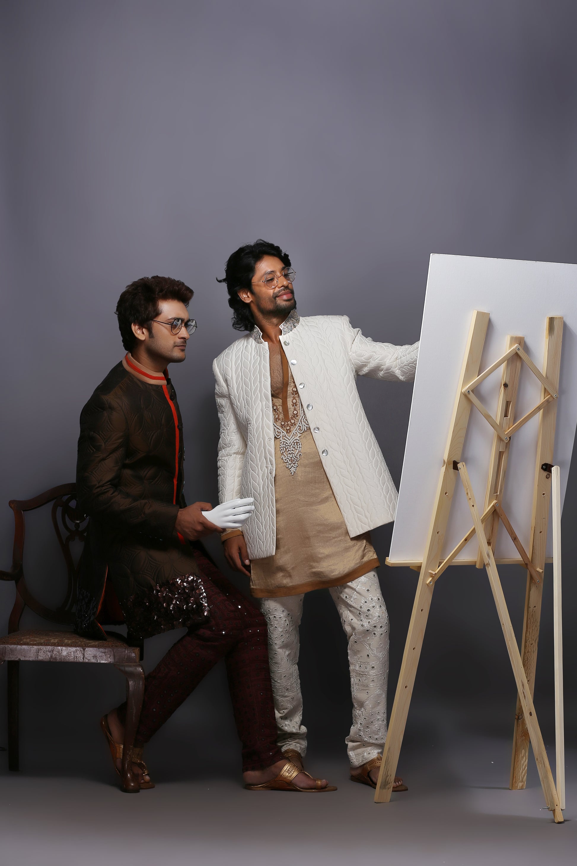 Pure Ivory Silk Bandhgala Set | Elegant Design | Aaditya Bhargava