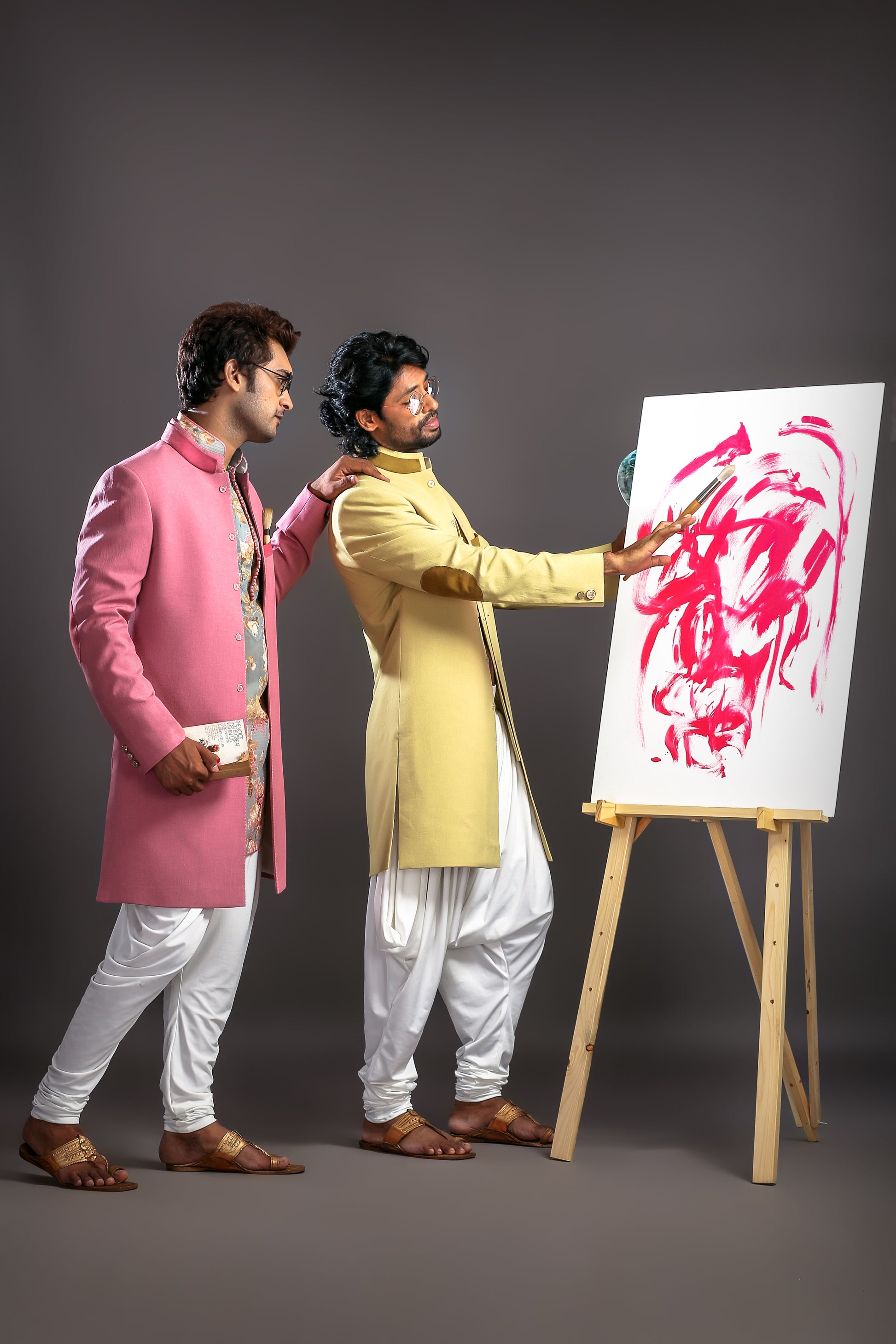 Pastel Linen Sherwani Set - Traditional Wear | Aaditya Bhargava
