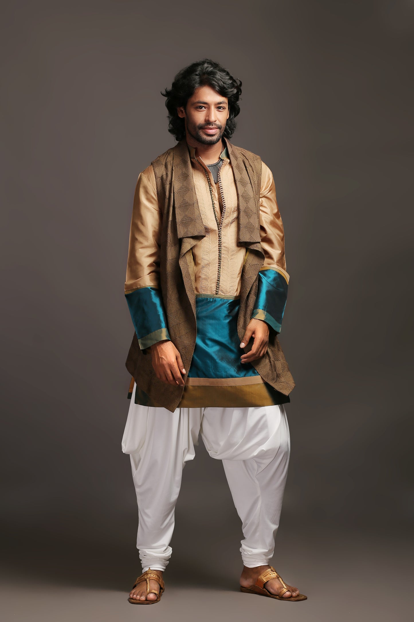 Pure Silk Color Block Kurta Set | Elegant & Stylish | Aaditya Bhargava