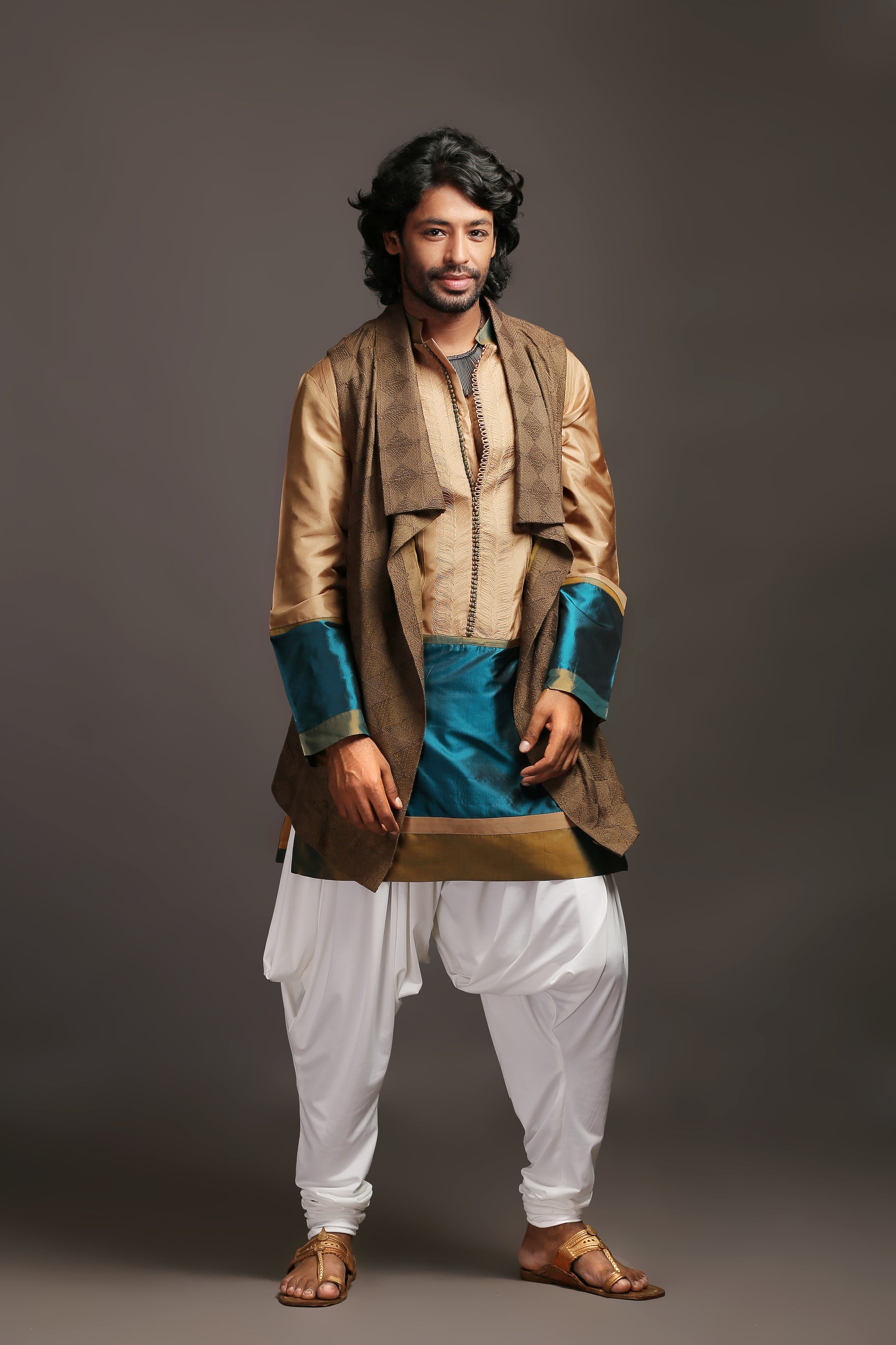 Pure Silk Color Block Kurta Set | Elegant & Stylish | Aaditya Bhargava